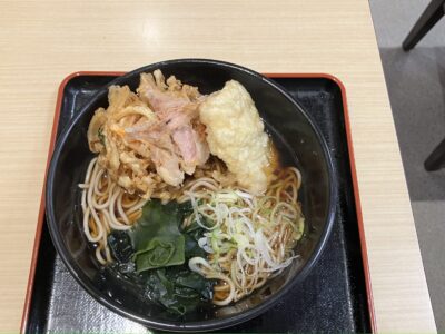 岩下の新生姜ミニかき揚げ天と鱧天そば